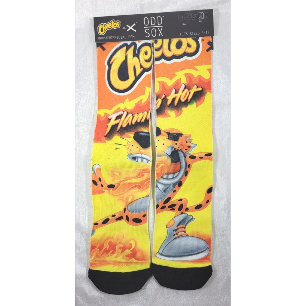 Odd Sox‎ Flamin' Hot Cheetos Chester Cheetah Crew Socks 6-13